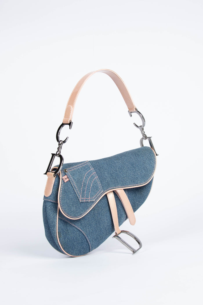 Vintage Christian Dior Galliano Denim Saddle Bag