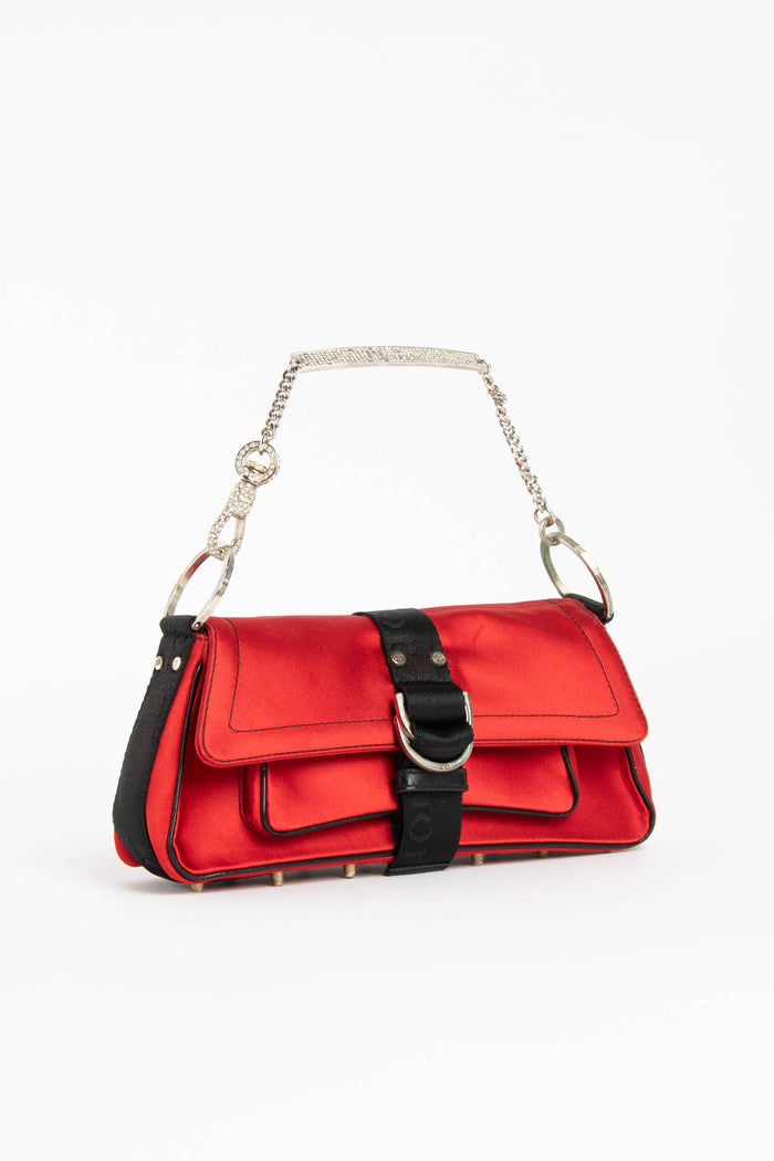 RARE Christian Dior Hardcore Mini Red Satin Bag