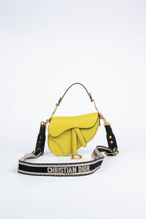 Christian Dior Lime Green Leather Mini Saddle Shoulder Bag