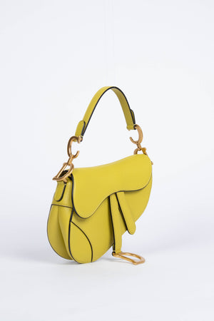 Christian Dior Lime Green Leather Mini Saddle Shoulder Bag