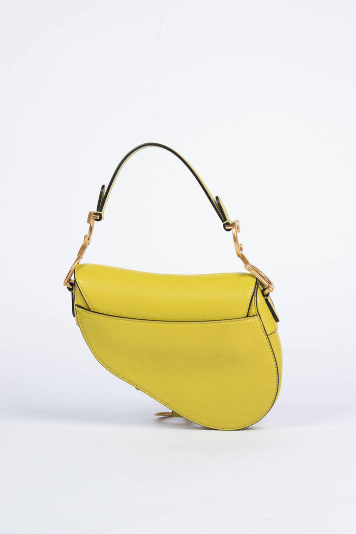 Christian Dior Lime Green Leather Mini Saddle Shoulder Bag