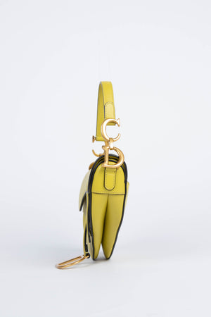 Christian Dior Lime Green Leather Mini Saddle Shoulder Bag