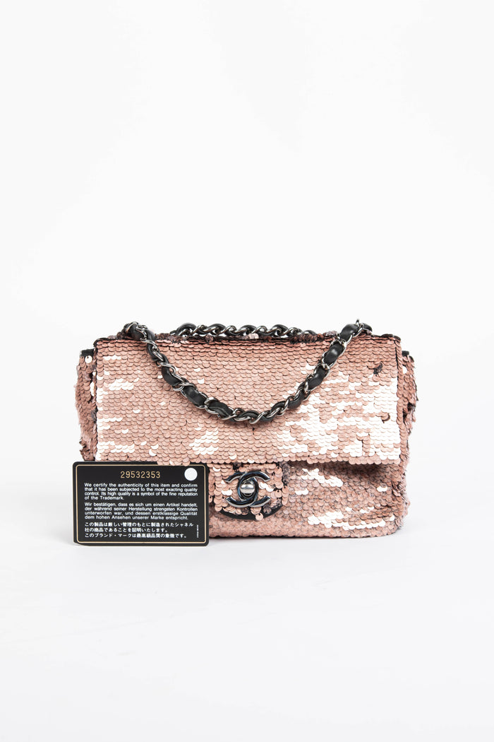 RARE 2010s Chanel Sequin Mini Rectangular Single Flap Bag