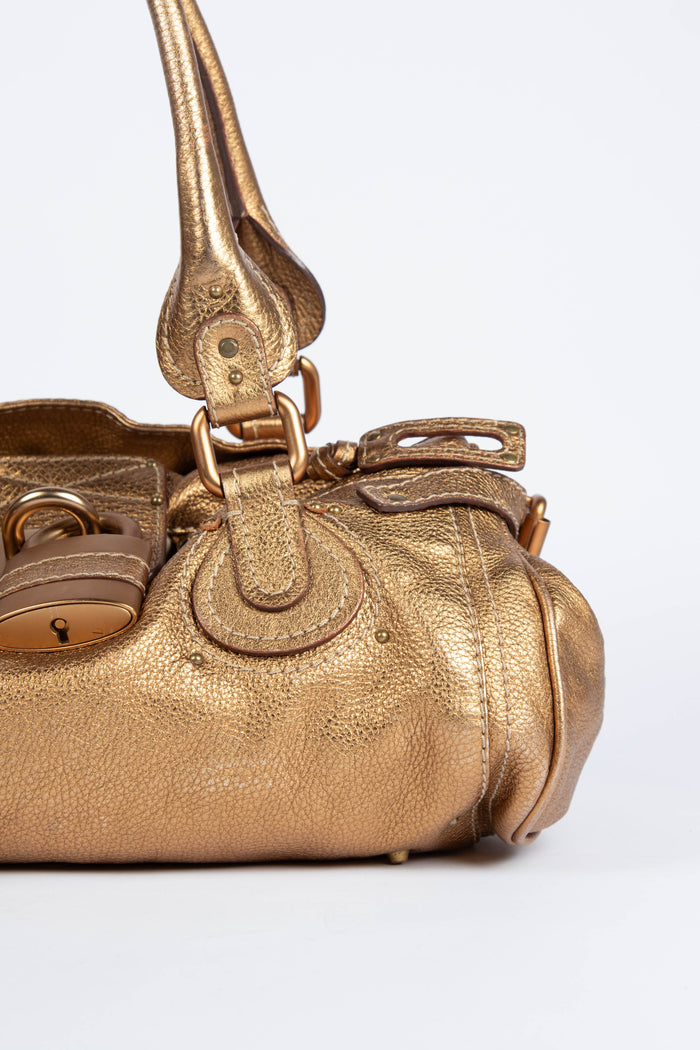 2000s Chloe Gold Leather Paddington Shoulder Bag