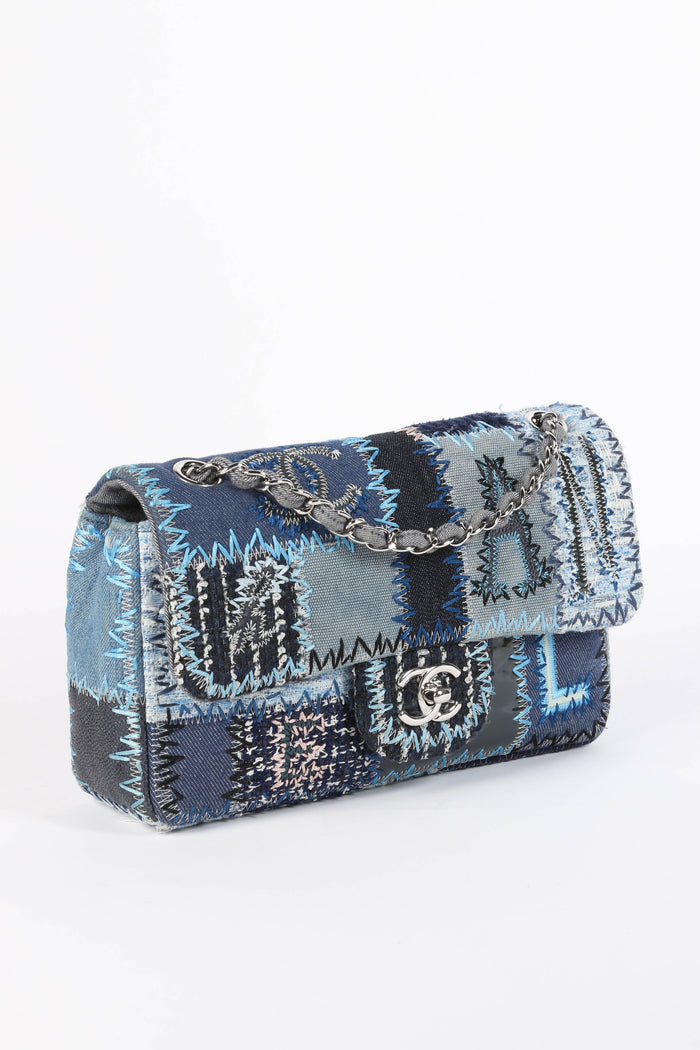 RARE 2010s Chanel Denim Patchwork Medium Flap Shoulder Bag