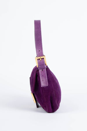 Vintage Fendi Purple Suede Baguette Shoulder Bag