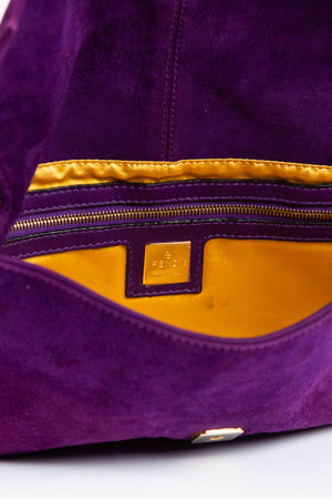 Vintage Fendi Purple Suede Baguette Shoulder Bag