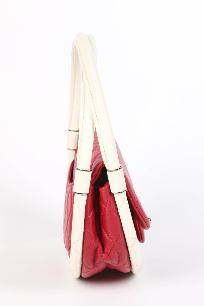 RARE 2010s Chanel Red Lambskin Leather Hula Hoop Bag