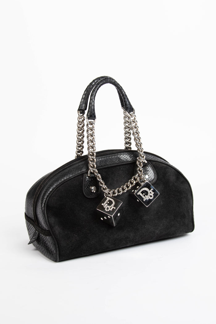 RARE 2000s Christian Dior Black Gambler Dice Shoulder Bag