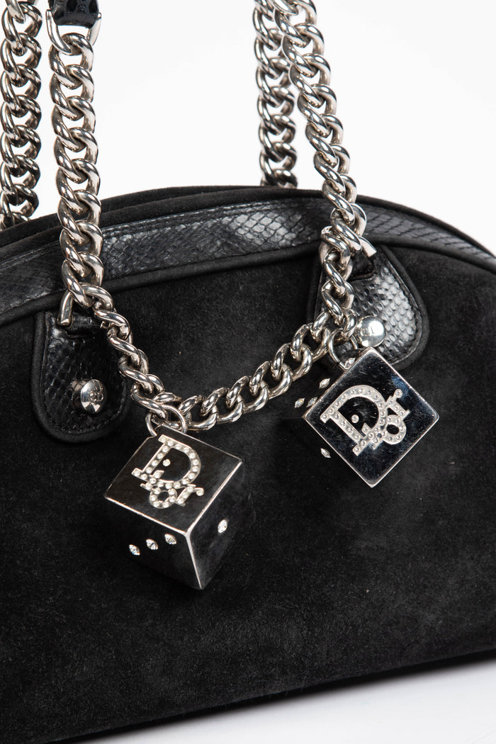 RARE 2000s Christian Dior Black Gambler Dice Shoulder Bag