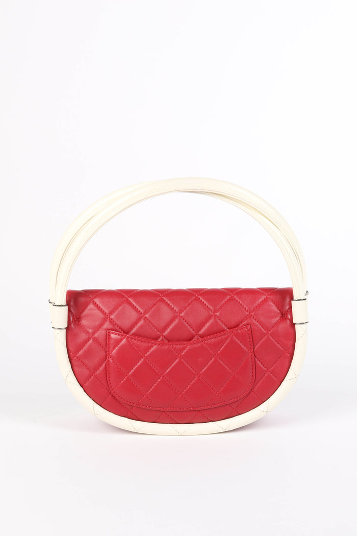 RARE 2010s Chanel Red Lambskin Leather Hula Hoop Bag
