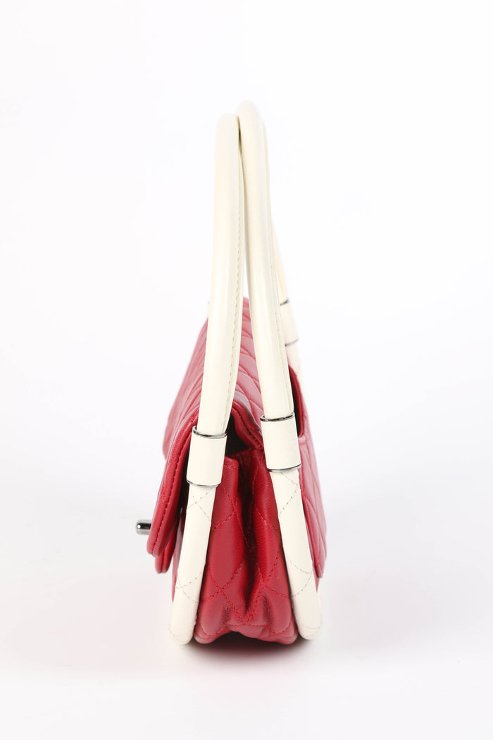 RARE 2010s Chanel Red Lambskin Leather Hula Hoop Bag