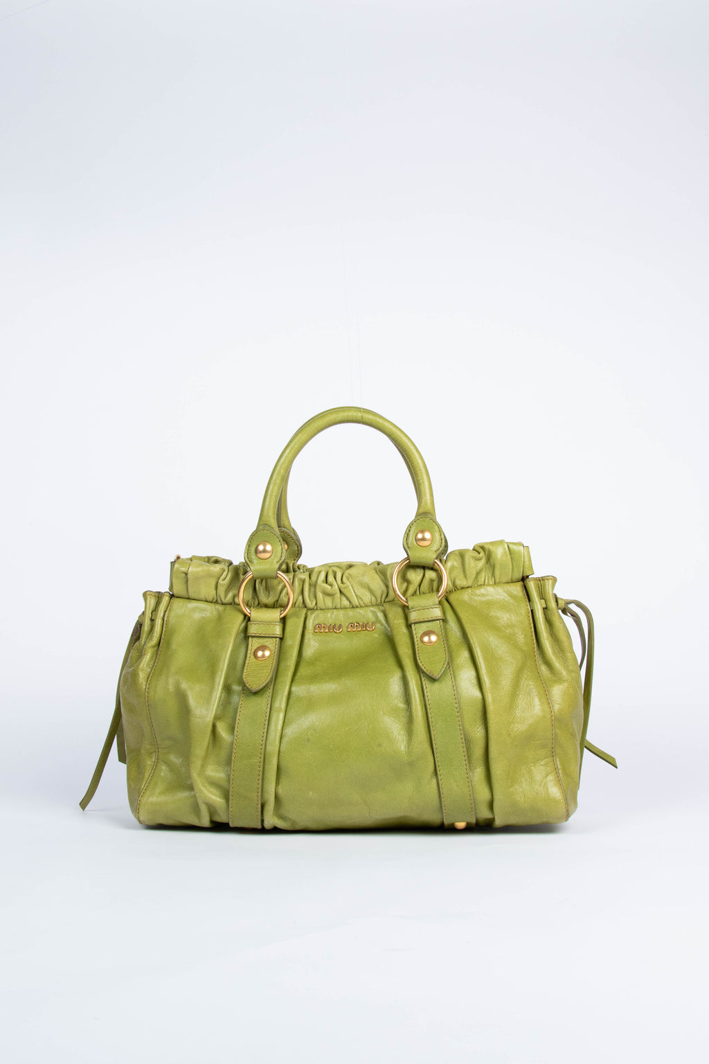 2000s Miu Miu Green Vitello Shoulder Bag