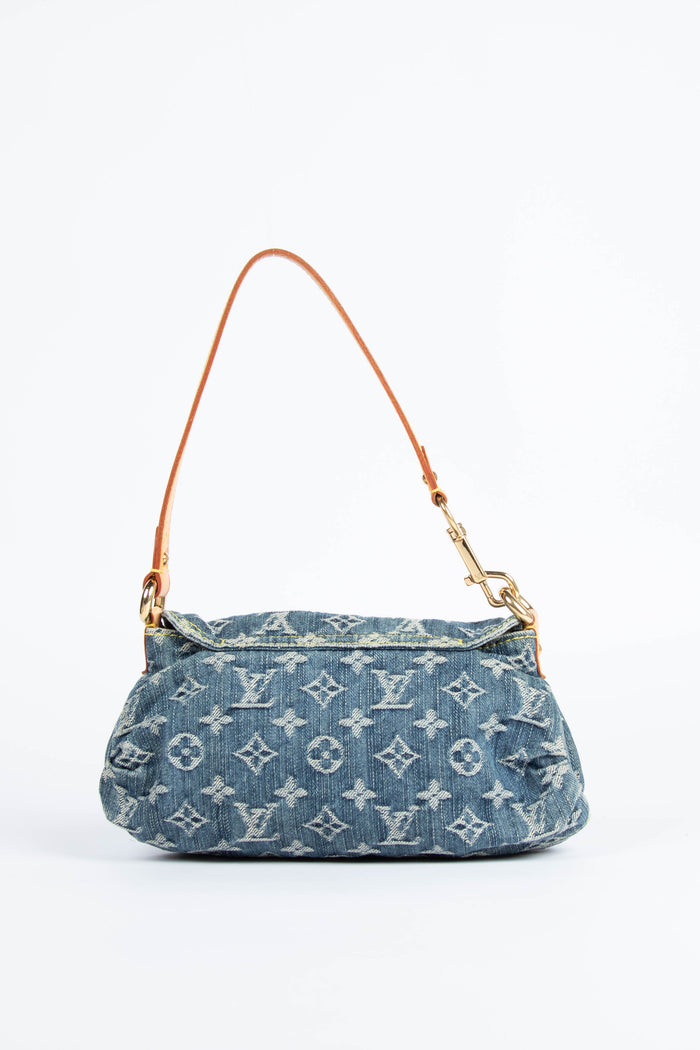 2000s Louis Vuitton Pleaty PM Blue Denim Shoulder Bag