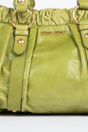 2000s Miu Miu Green Vitello Shoulder Bag