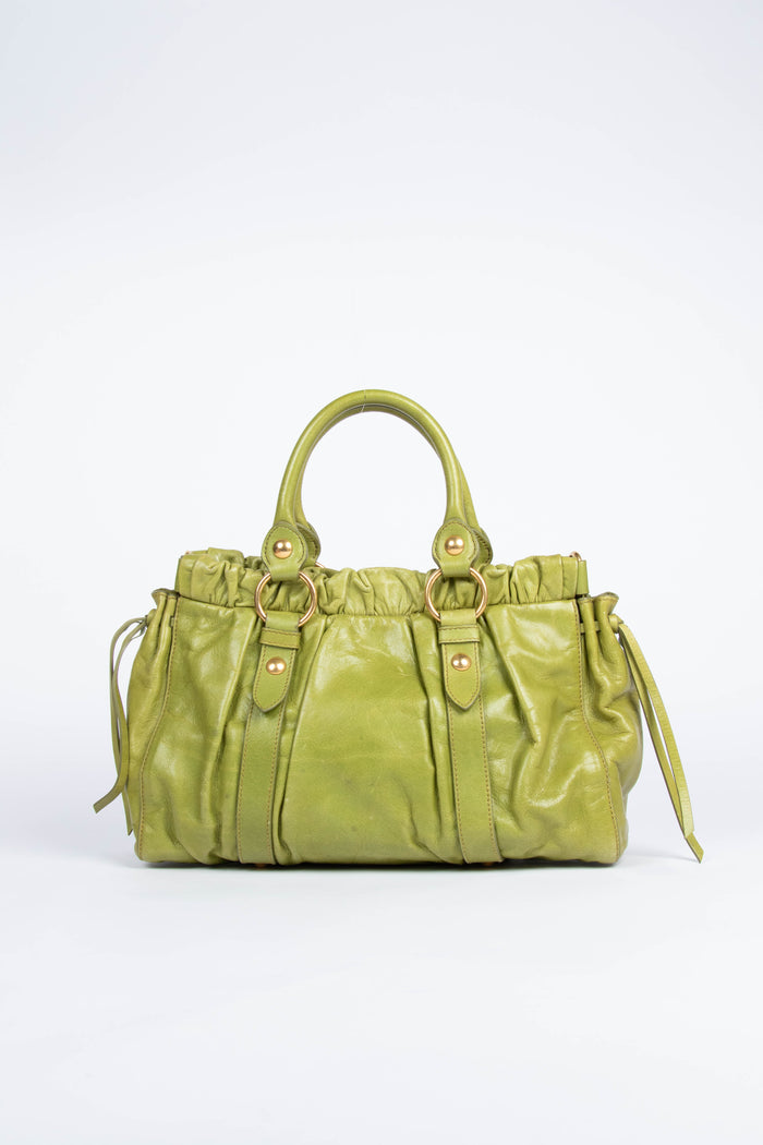 2000s Miu Miu Green Vitello Shoulder Bag