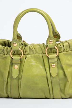 2000s Miu Miu Green Vitello Shoulder Bag