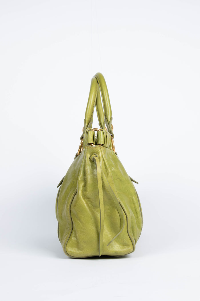 2000s Miu Miu Green Vitello Shoulder Bag