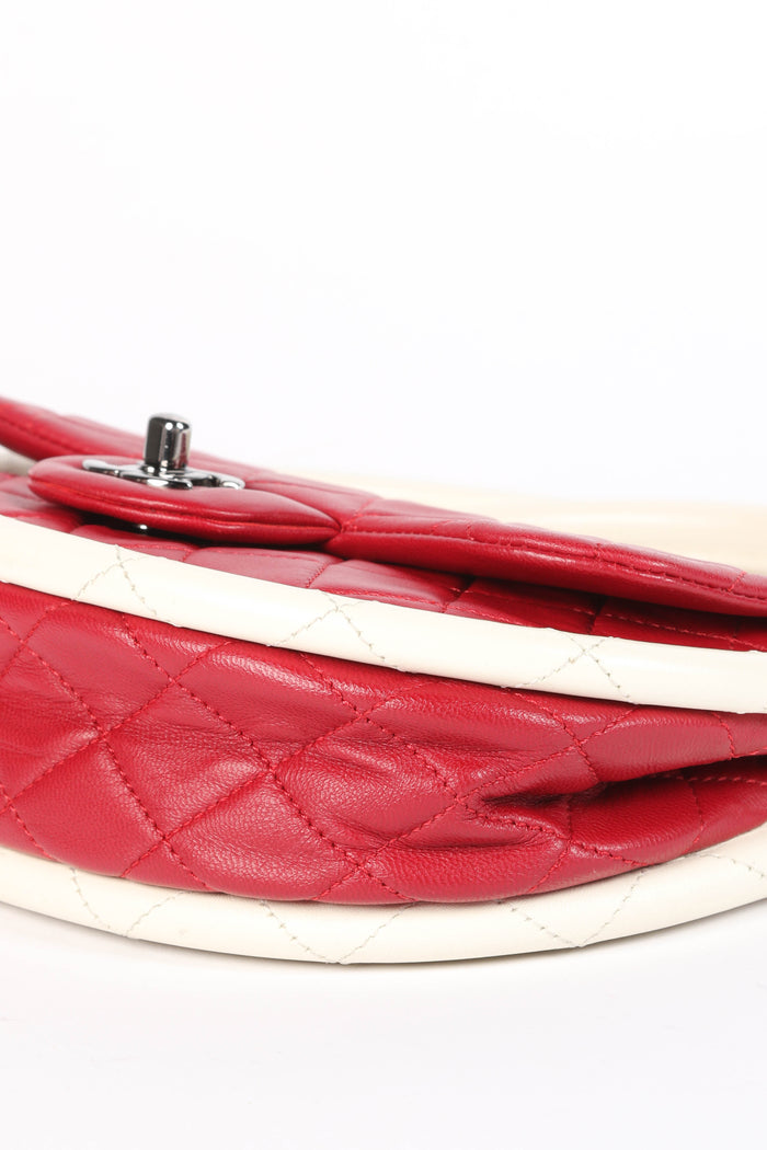 RARE 2010s Chanel Red Lambskin Leather Hula Hoop Bag