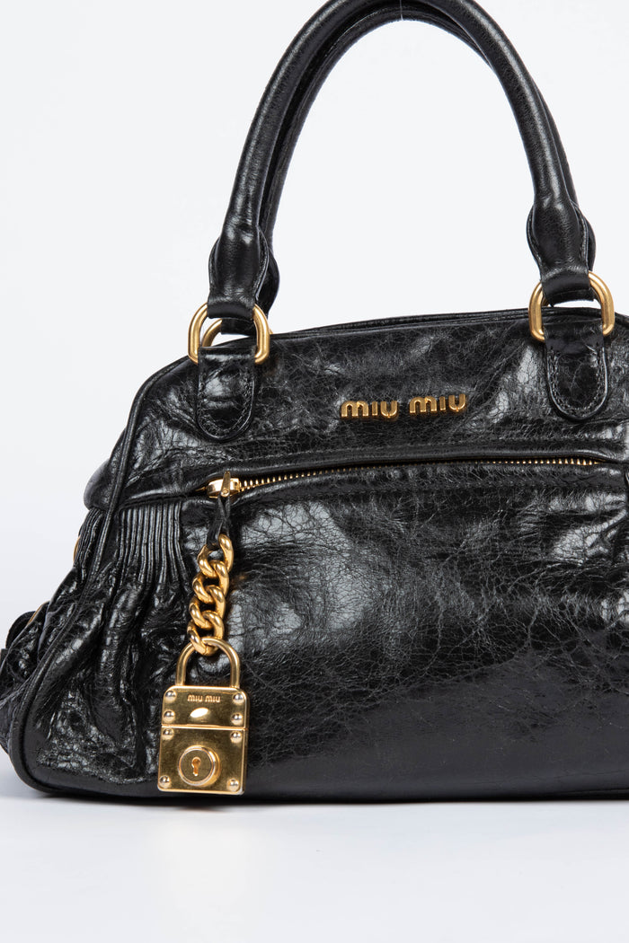 2000s Miu Miu Small Black Top Handle Bag