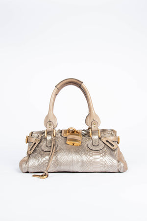 2000s Chloe Grey Python Leather Paddington Shoulder Bag