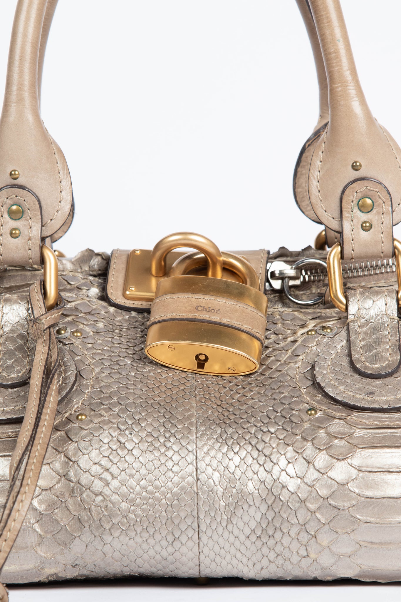 2000s Chloe Grey Python Leather Paddington Shoulder Bag