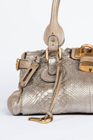 2000s Chloe Grey Python Leather Paddington Shoulder Bag