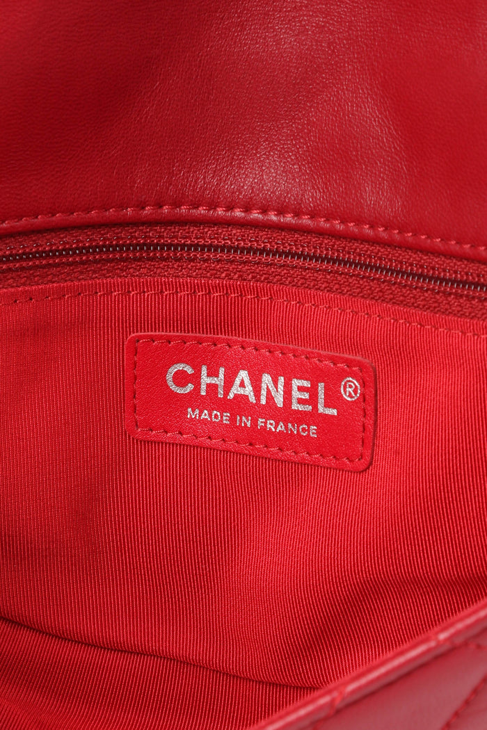 RARE 2010s Chanel Red Lambskin Leather Hula Hoop Bag
