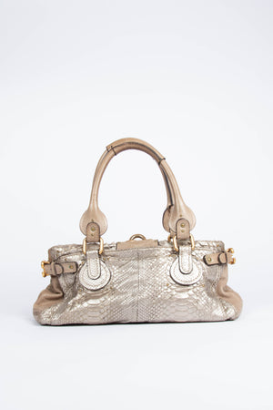 2000s Chloe Grey Python Leather Paddington Shoulder Bag