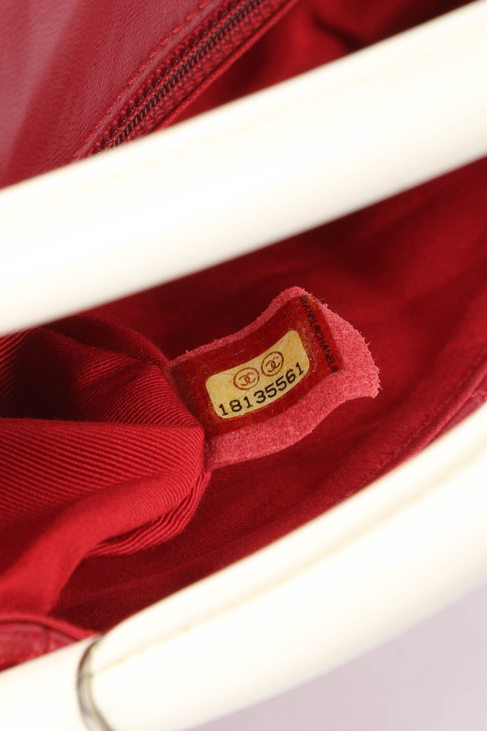 RARE 2010s Chanel Red Lambskin Leather Hula Hoop Bag