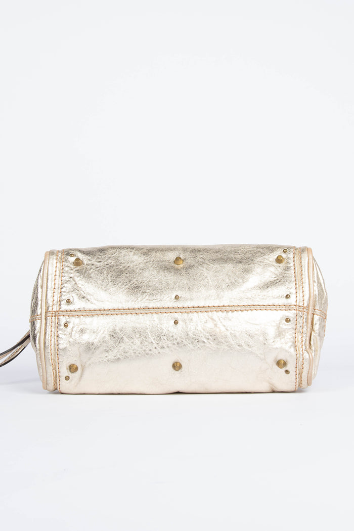 RARE 2000s Chloe Gold Metallic Leather Small Paddington Shoulder Bag