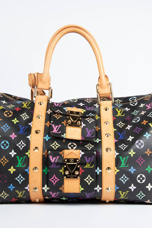 2000s Louis Vuitton x Takashi Murakami Black Multicolour Keepall 45cm