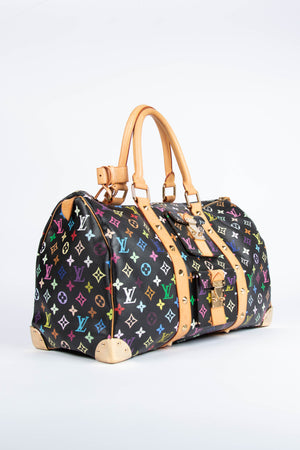 2000s Louis Vuitton x Takashi Murakami Black Multicolour Keepall 45cm