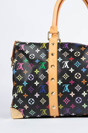 2000s Louis Vuitton x Takashi Murakami Black Multicolour Keepall 45cm