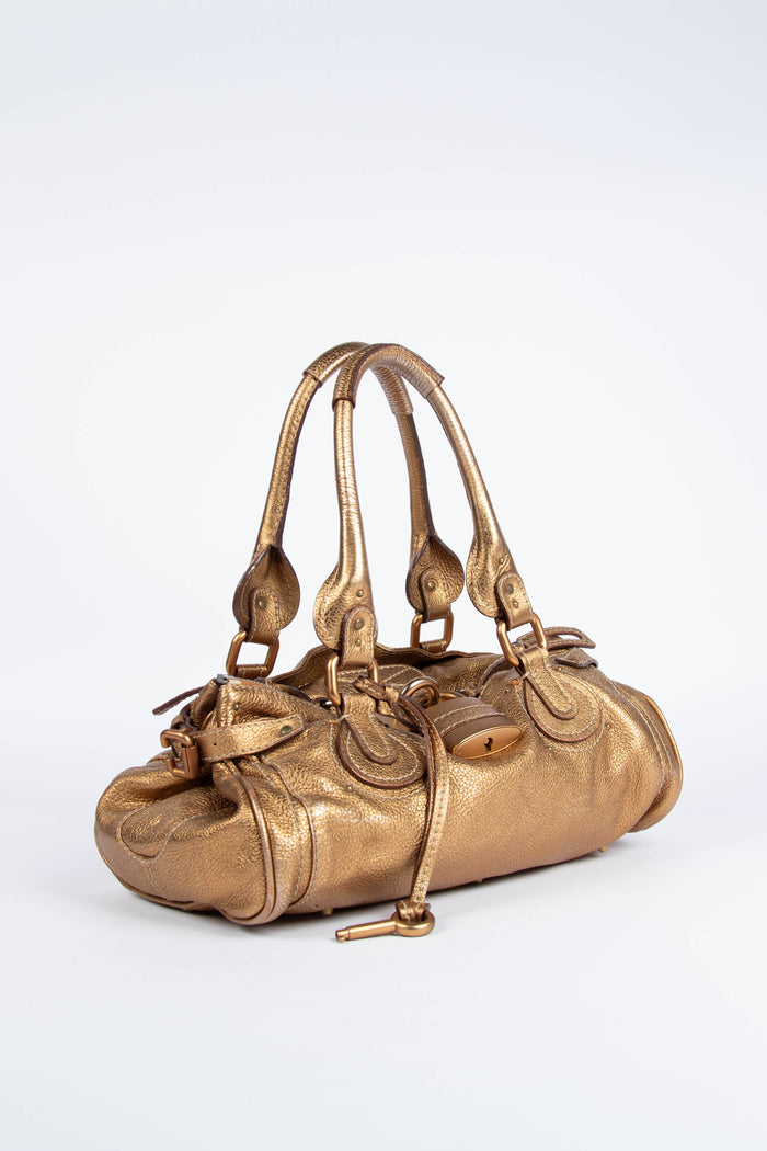 2000s Chloe Gold Leather Paddington Shoulder Bag