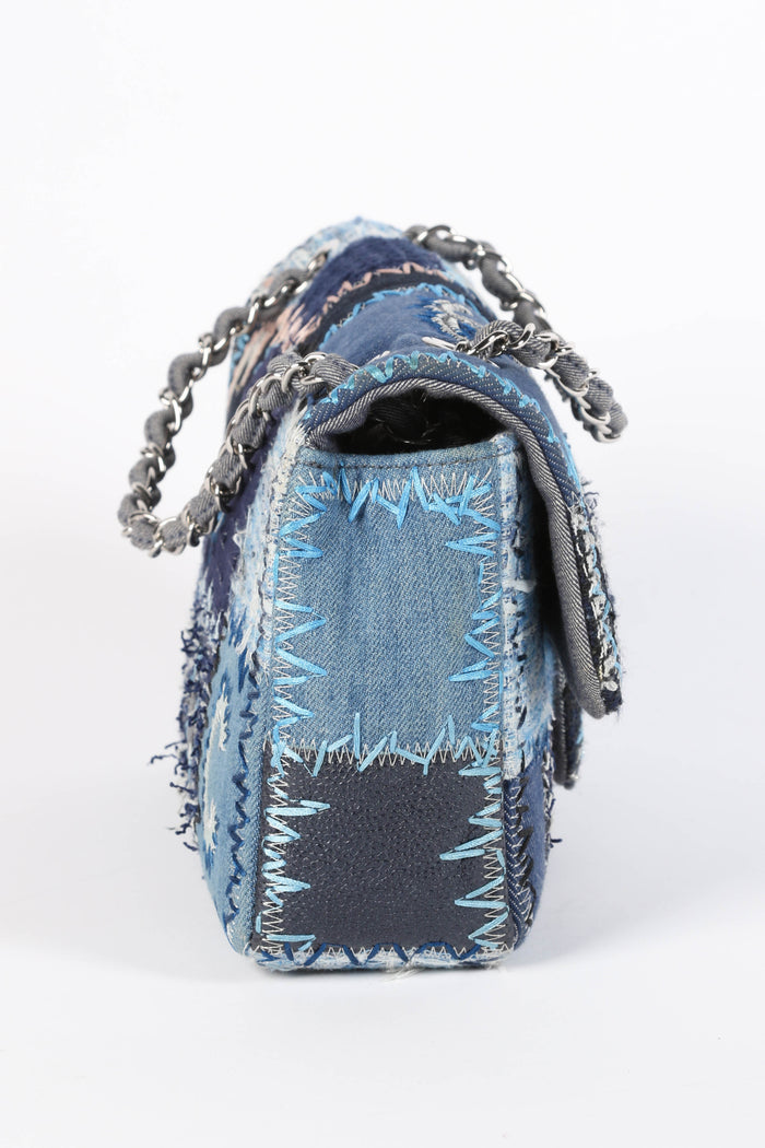 RARE 2010s Chanel Denim Patchwork Medium Flap Shoulder Bag
