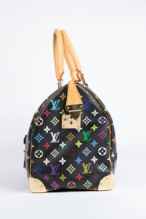 2000s Louis Vuitton x Takashi Murakami Black Multicolour Keepall 45cm