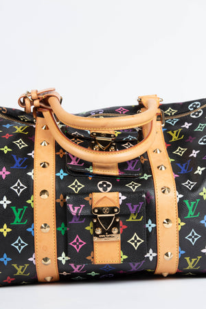 2000s Louis Vuitton x Takashi Murakami Black Multicolour Keepall 45cm