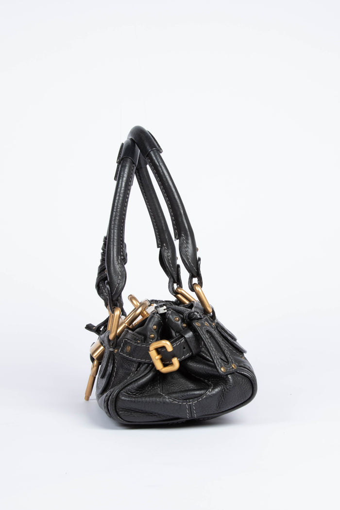 2000s Chloe Black Leather Small Paddington Shoulder Bag