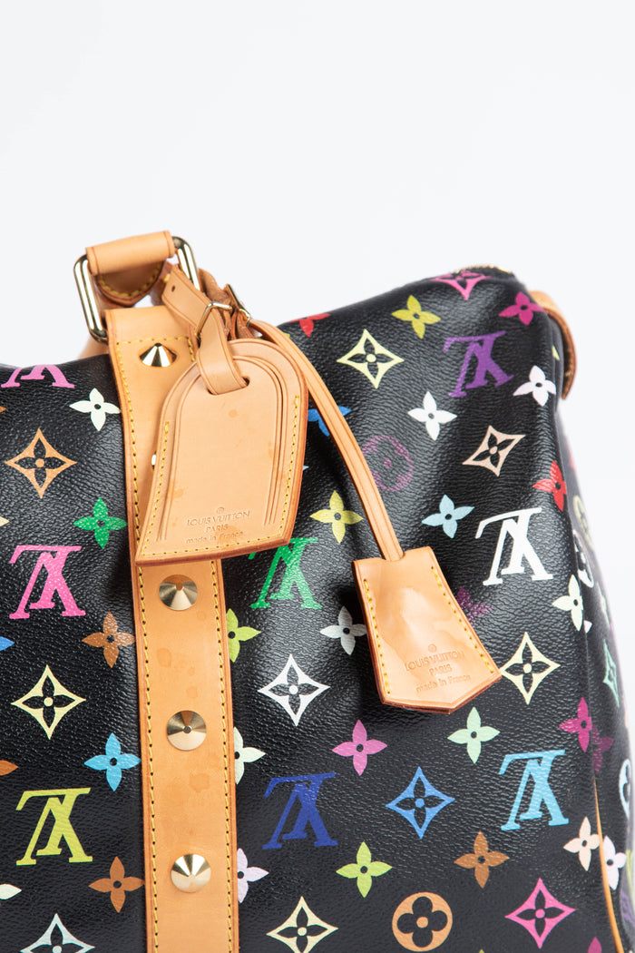 2000s Louis Vuitton x Takashi Murakami Black Multicolour Keepall 45cm