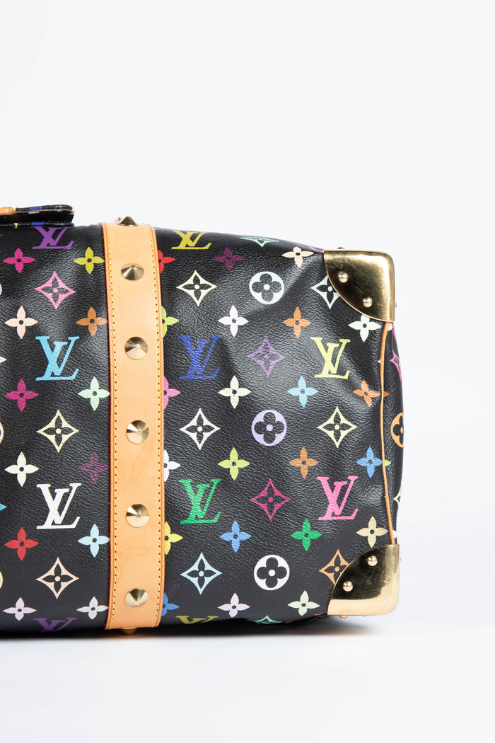 2000s Louis Vuitton x Takashi Murakami Black Multicolour Keepall 45cm