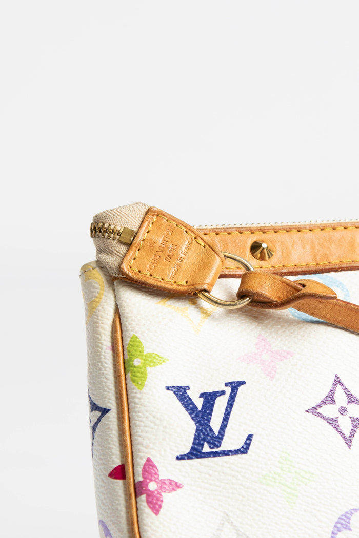 Louis Vuitton Murakami white pouchette with studs on leather