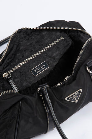 Vintage Prada Black Nylon Shoulder Bag