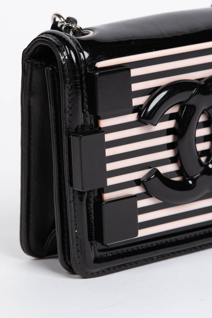 2010s Chanel Pink and Black Plexiglass and Leather Boy Brick Flap Bag