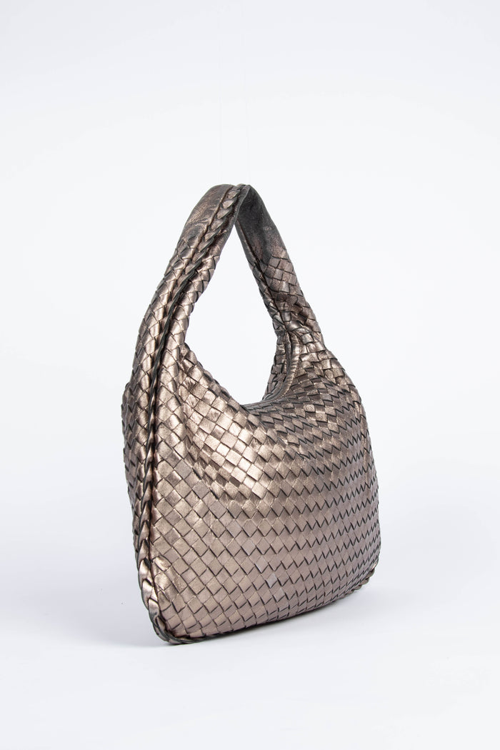 Vintage Bottega Veneta Silver Intrecciato Shoulder Bag