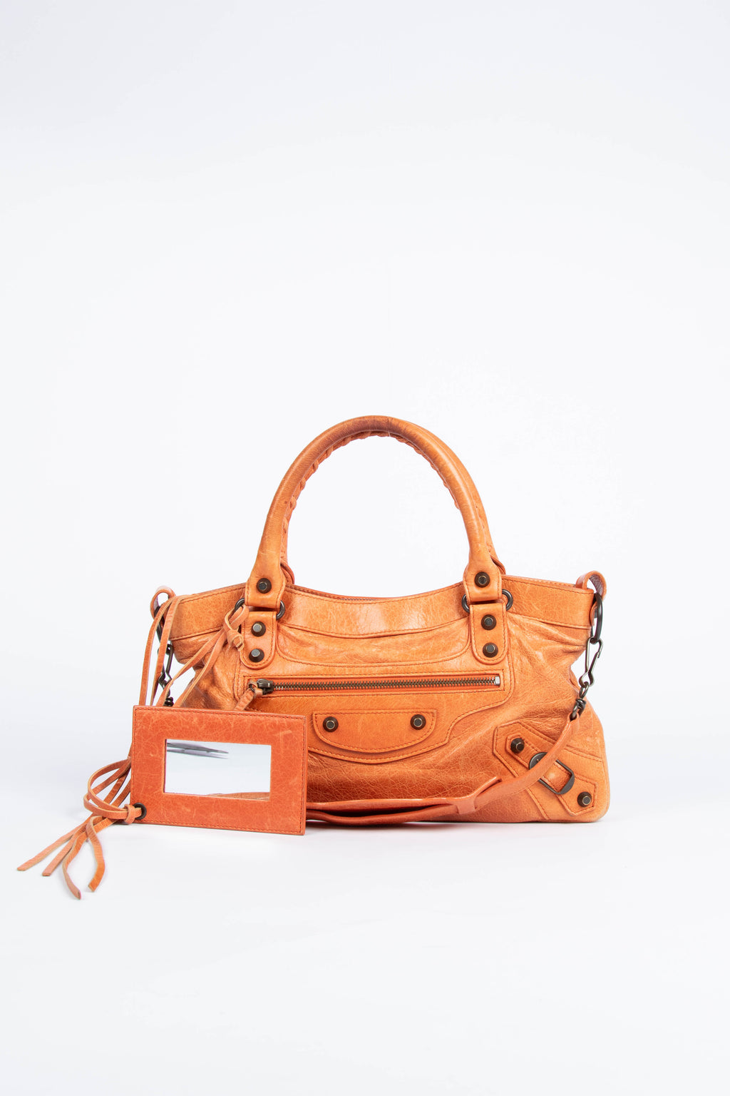 2000s Balenciaga Orange Leather First City Shoulder Bag