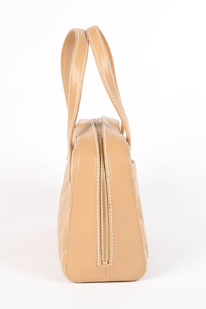 2000s Chanel Beige Leather Wild Stitch Tote Bag