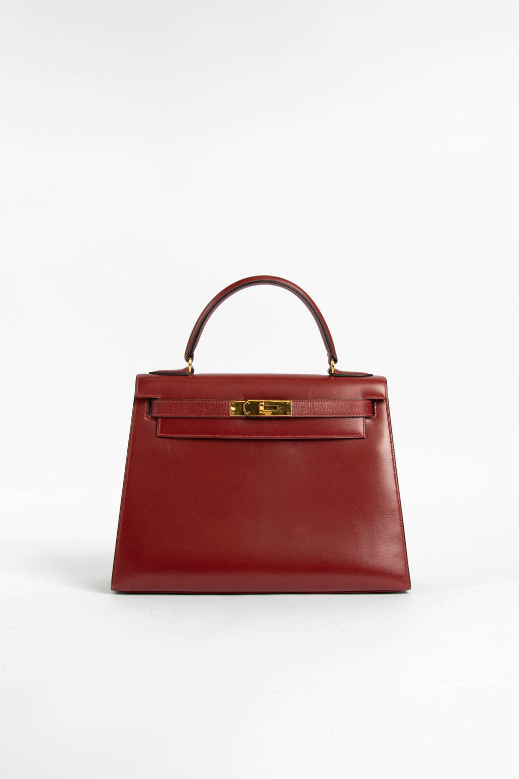 Vintage Hermès Kelly 28cm Rouge H Box Calf Handbag GHW