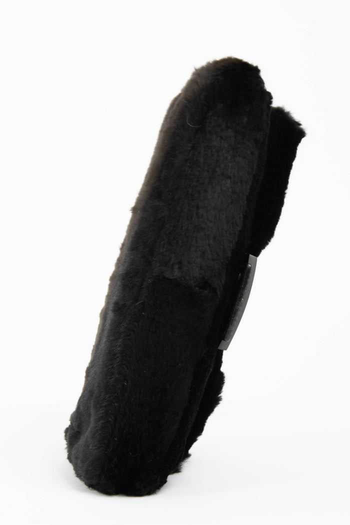 Vintage Fendi Black Fur Baguette Shoulder Bag