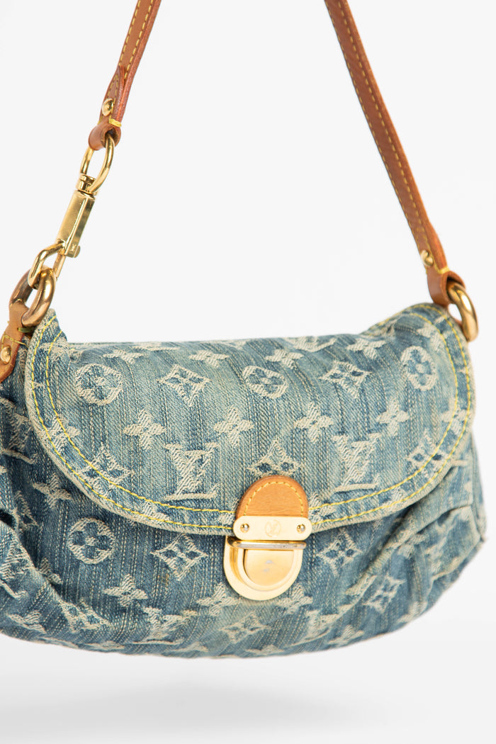 2000s Louis Vuitton Pleaty PM Blue Denim Shoulder Bag – Break Archive